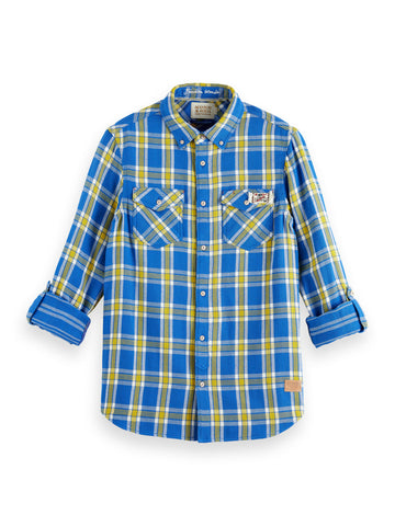 Double Face Twill Check Shirt - Blue & Yellow