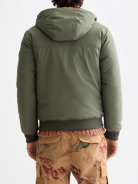 Soft Shell Padded Jacket with Hood - Thyme