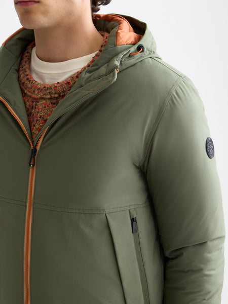 Soft Shell Padded Jacket with Hood - Thyme