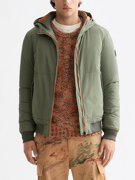 Soft Shell Padded Jacket with Hood - Thyme