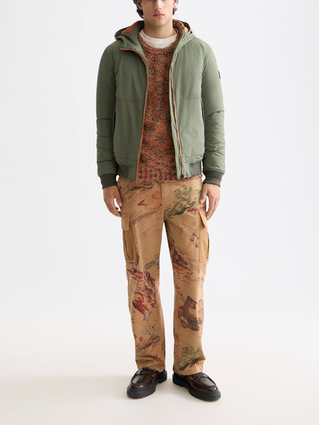 Soft Shell Padded Jacket with Hood - Thyme