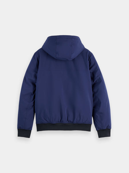 Soft Shell Padded Jacket with Hood - Peacoat