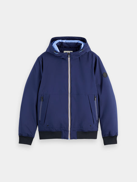 Soft Shell Padded Jacket with Hood - Peacoat