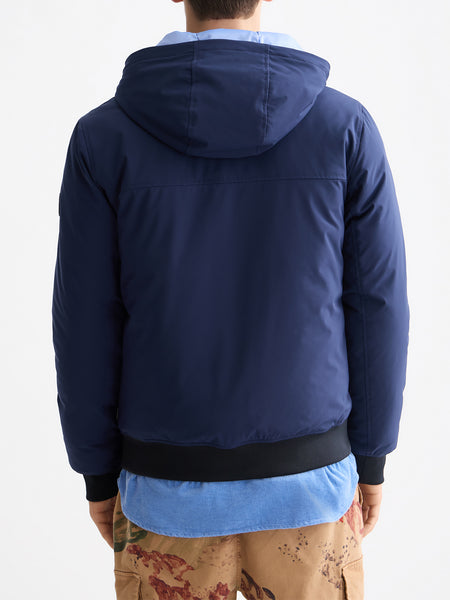 Soft Shell Padded Jacket with Hood - Peacoat