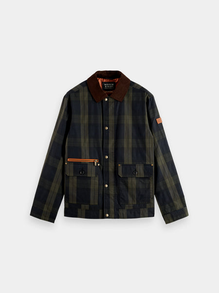 Black Check Wax Cotton Jacket