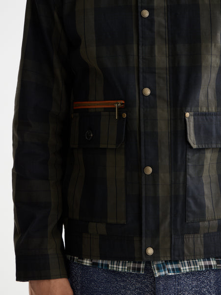 Black Check Wax Cotton Jacket
