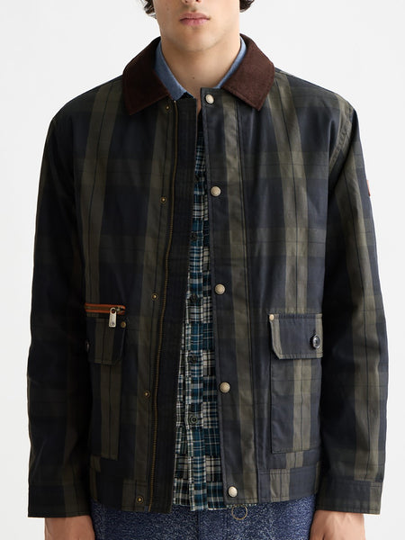 Black Check Wax Cotton Jacket