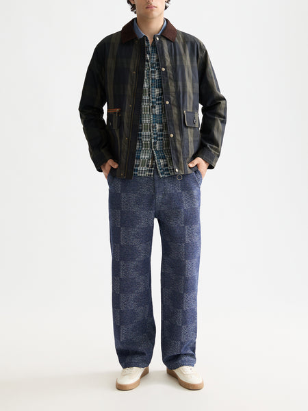 Black Check Wax Cotton Jacket