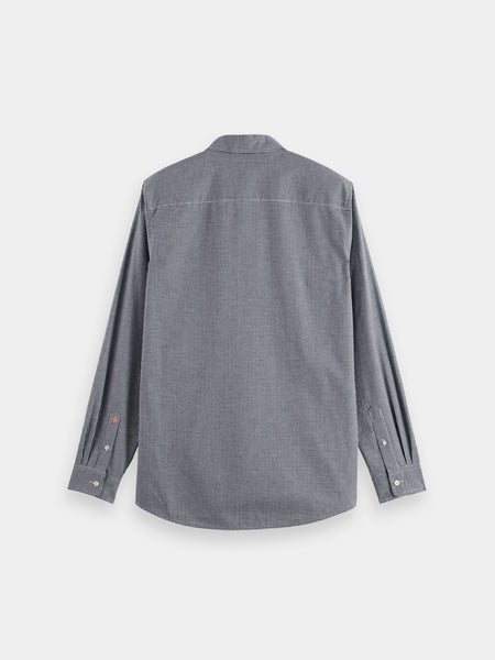 Regular Fit Peacoat Mini Check Poplin Shirt
