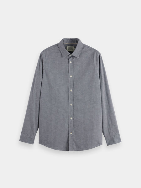 Regular Fit Peacoat Mini Check Poplin Shirt