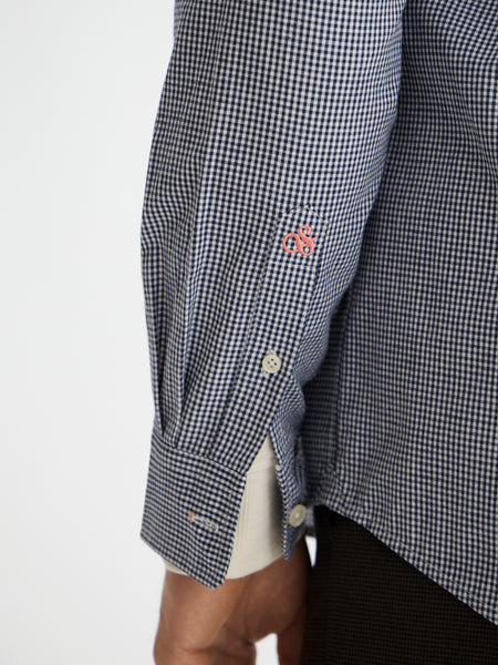 Regular Fit Peacoat Mini Check Poplin Shirt