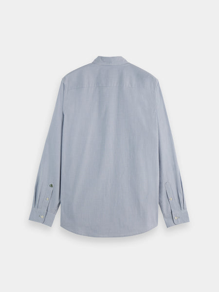 Regular Fit Faded Denim Mini Check Poplin Shirt
