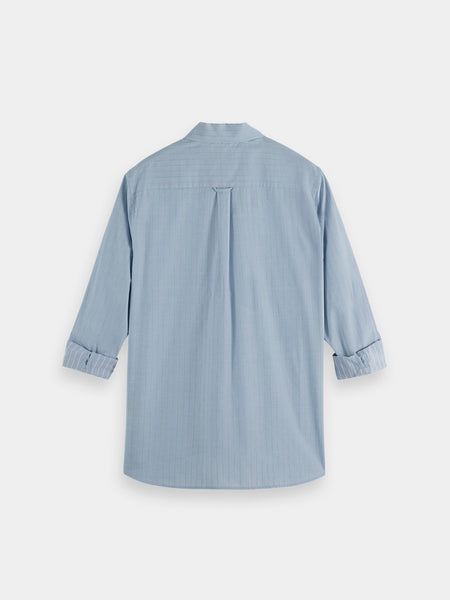 Faded Denim & Green Spruce Yarn Dyed Stripe Shirt