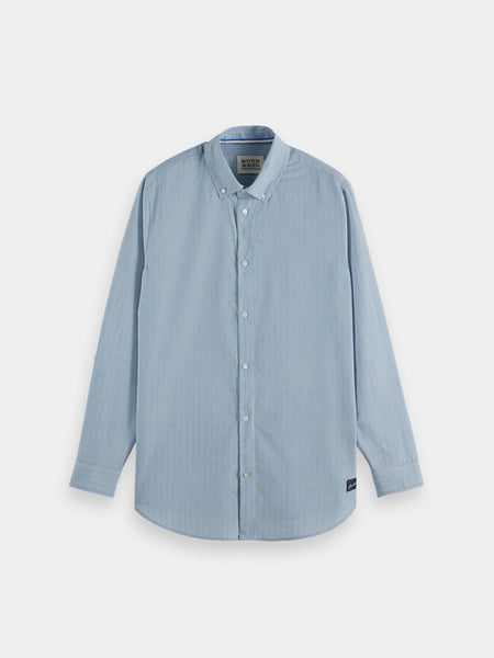 Faded Denim & Green Spruce Yarn Dyed Stripe Shirt