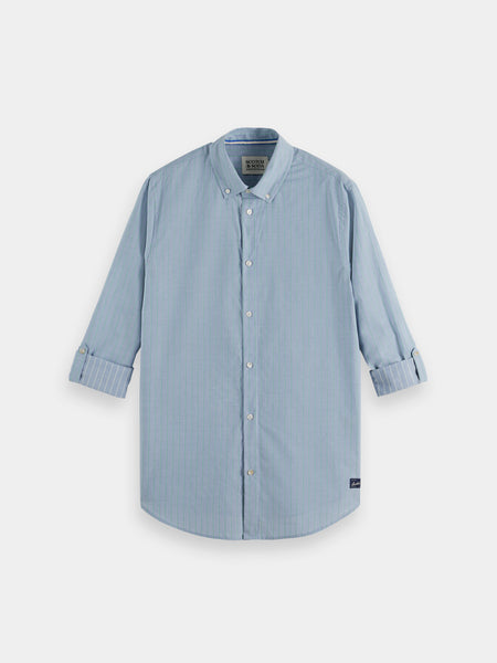 Faded Denim & Green Spruce Yarn Dyed Stripe Shirt