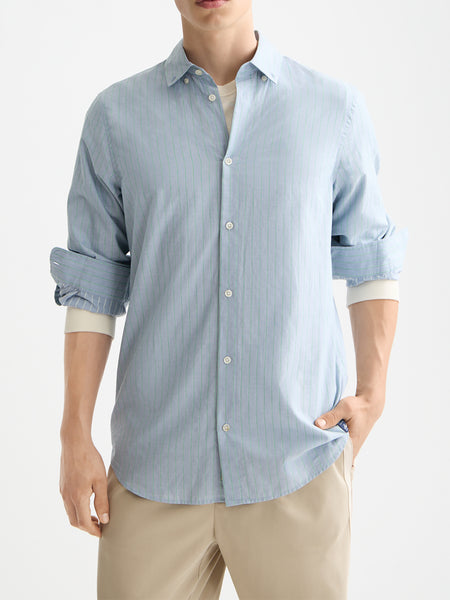 Faded Denim & Green Spruce Yarn Dyed Stripe Shirt