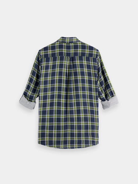 Navy & Green Double Face Check Shirt