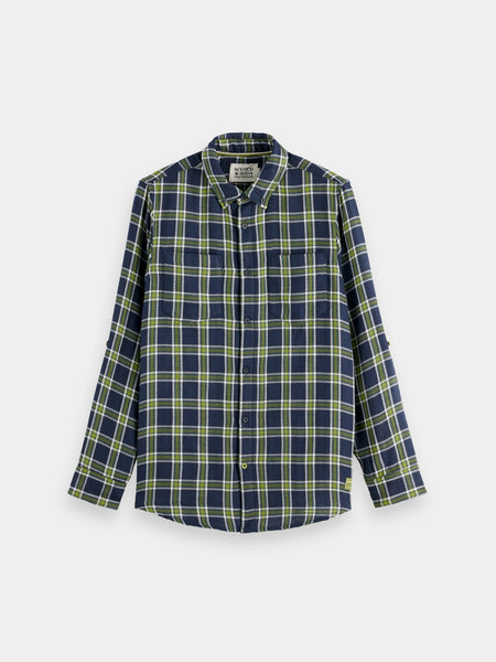 Navy & Green Double Face Check Shirt