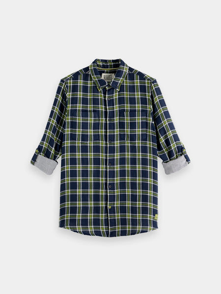 Navy & Green Double Face Check Shirt