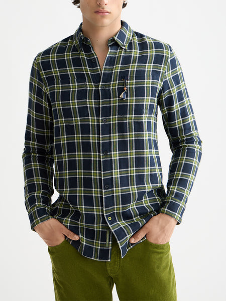 Navy & Green Double Face Check Shirt