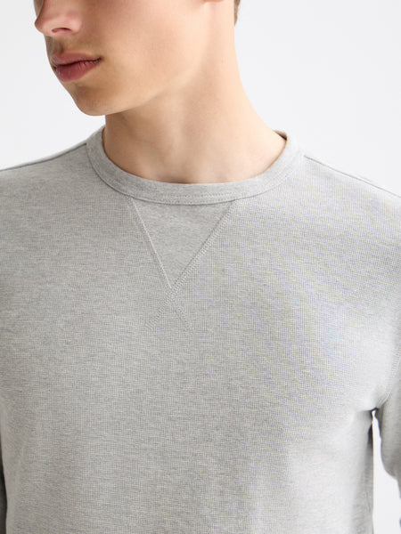 Grey Mélange Long Sleeve Waffle T-Shirt