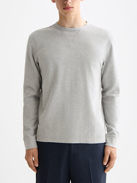 Grey Mélange Long Sleeve Waffle T-Shirt