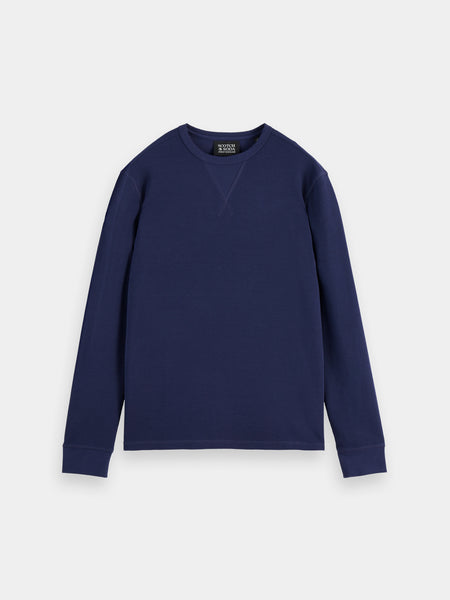 Peacoat Mélange Long Sleeve Waffle T-Shirt