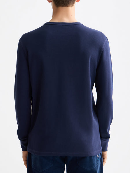 Peacoat Mélange Long Sleeve Waffle T-Shirt