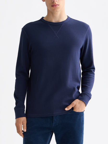 Peacoat Mélange Long Sleeve Waffle T-Shirt