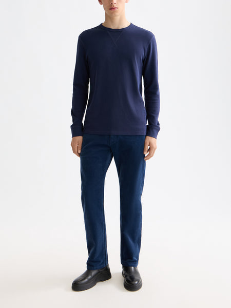 Peacoat Mélange Long Sleeve Waffle T-Shirt