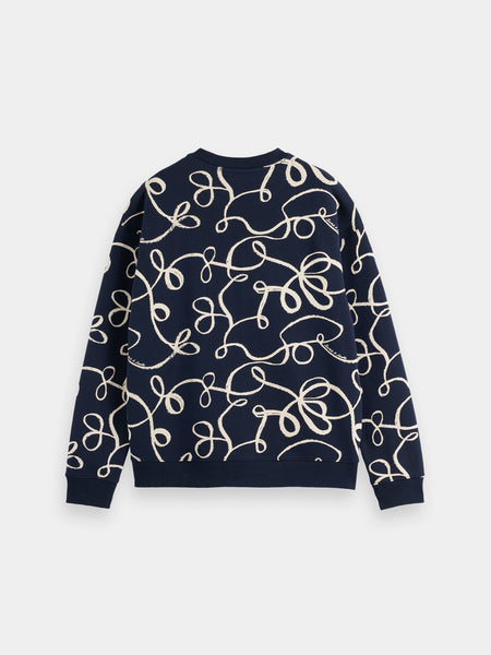 AOP Ribbon Navy Printed Sweat