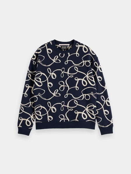AOP Ribbon Navy Printed Sweat