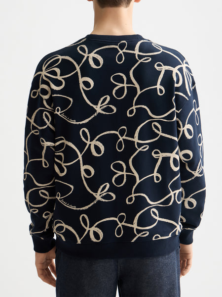 AOP Ribbon Navy Printed Sweat