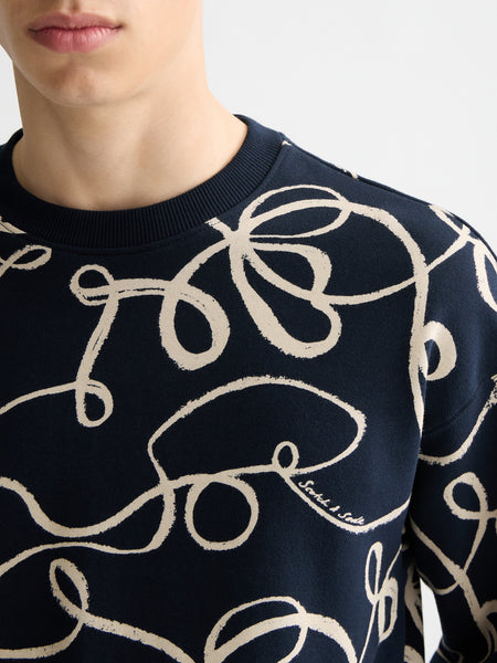 AOP Ribbon Navy Printed Sweat