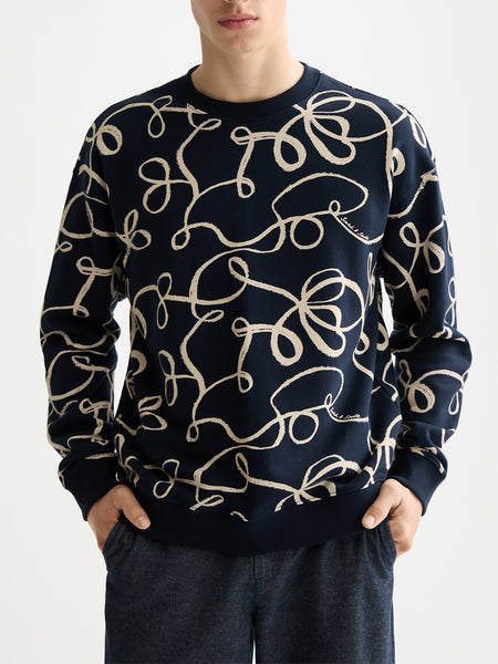 AOP Ribbon Navy Printed Sweat