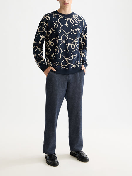 AOP Ribbon Navy Printed Sweat