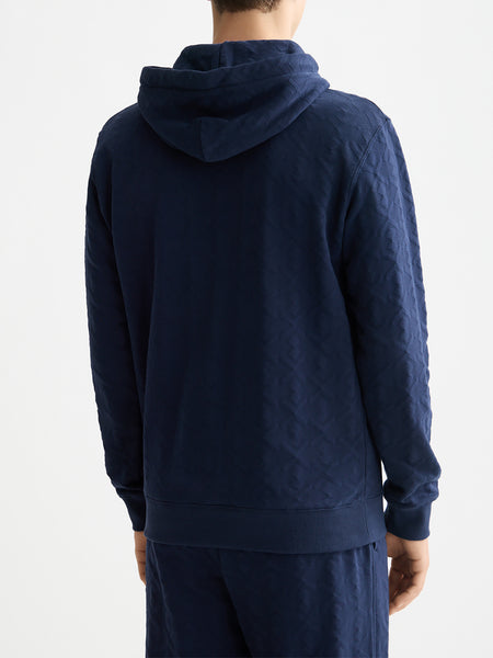 Jacquard Terry Hoodie - Peacoat