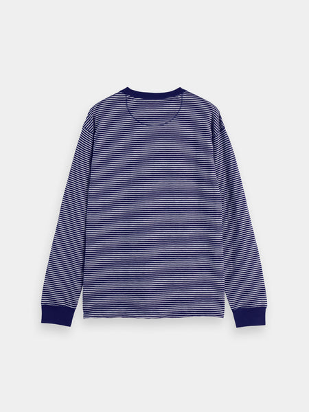 Navy & White Relaxed Fit Striped Henley
