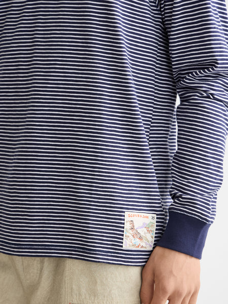 Navy & White Relaxed Fit Striped Henley