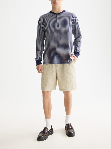 Navy & White Relaxed Fit Striped Henley