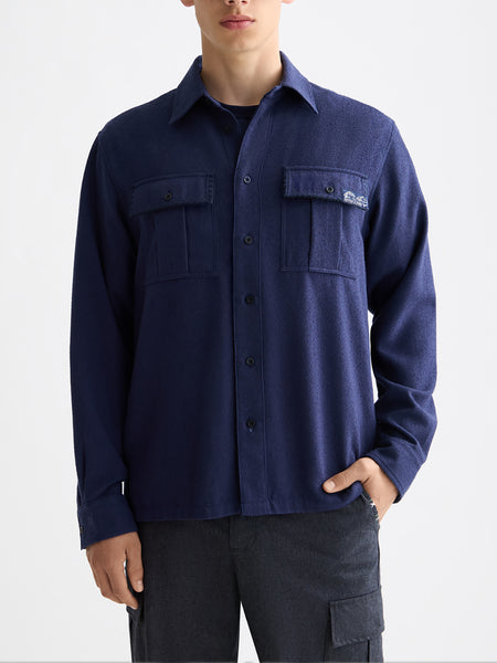 Navy Textured Relaxed Fit Shirt