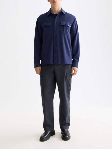 Navy Textured Relaxed Fit Shirt