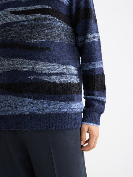 Peacoat Fluffy Alpaca Blend Pullover