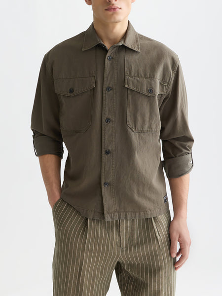 Olive Night - Cotton-Linen Overshirt