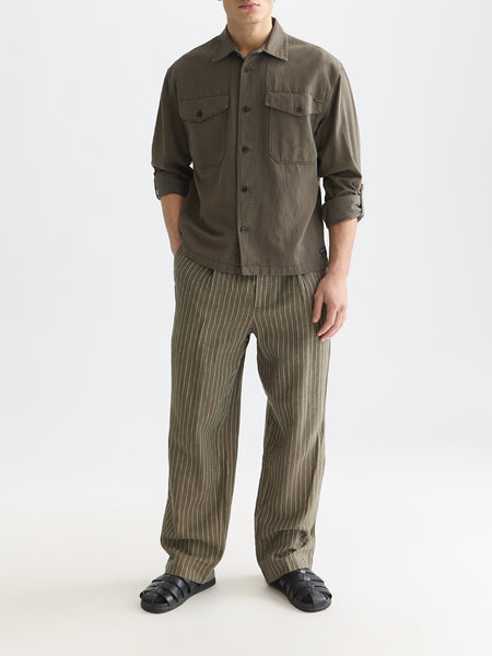 Olive Night - Cotton-Linen Overshirt