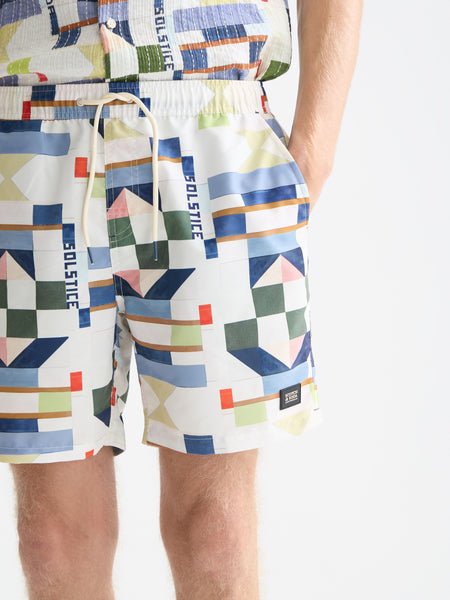 Mid Length Swim Shorts - Patchwork Infinity