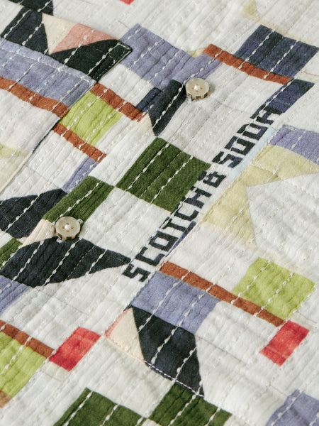 Short Sleeve Jacquard Patchwork Shirt