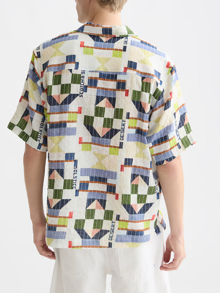Short Sleeve Jacquard Patchwork Shirt
