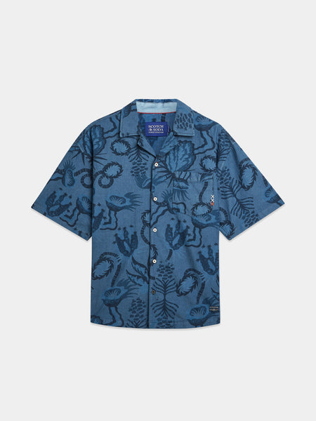 Desert Floral Indigo Printed S/S Shirt