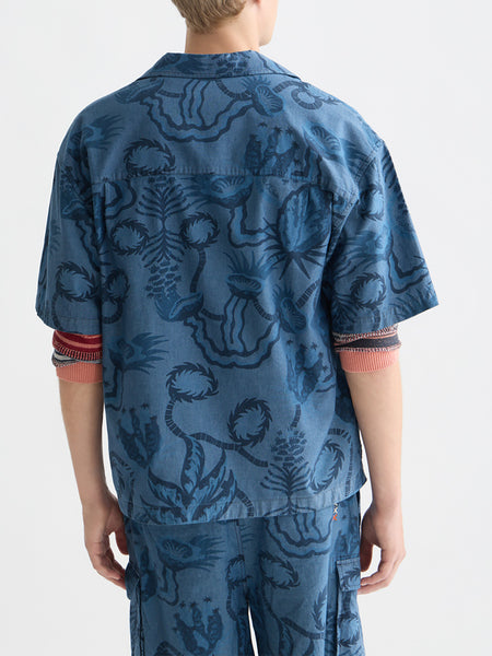 Desert Floral Indigo Printed S/S Shirt